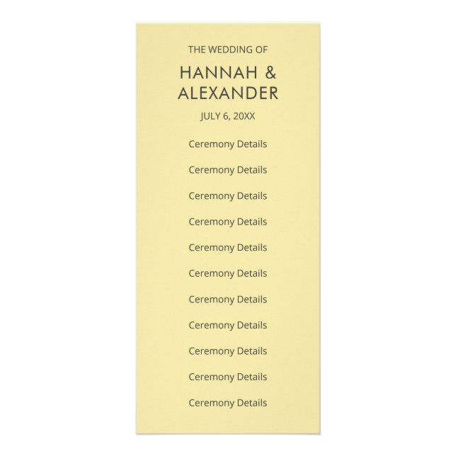 Tarjeta Publicitaria Island Citrus Yellow Wedding Program (Frente)