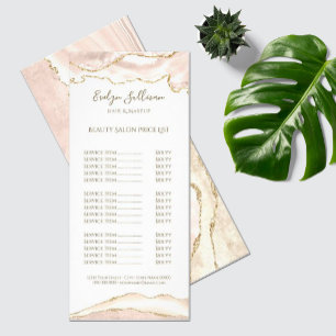 Tarjeta Publicitaria Ivory blush agate price list rack card