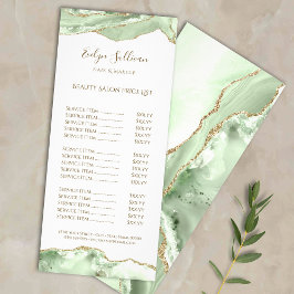 Tarjeta Publicitaria Jade Green agate price list rack card