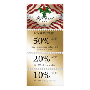 Tarjeta Publicitaria Jewels Spa Navidades Coupon Zebra Gold Red