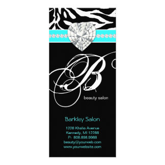 Tarjeta Publicitaria Joyas Zebra Beauty Salon Spa Blue Rack Card