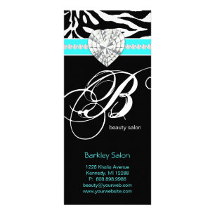 Tarjeta Publicitaria Joyas Zebra Salón Spa Blue Rack Card