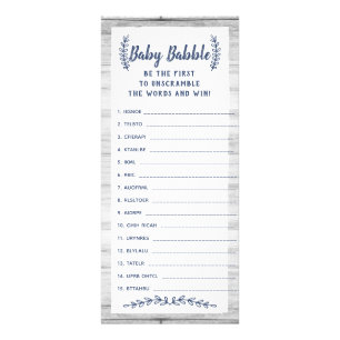Tarjeta Publicitaria Juego de Baby Shower Word Scramble, 25 Pack
