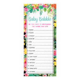 Tarjeta Publicitaria Juego de Baby Shower Word Scramble, 25 Pack