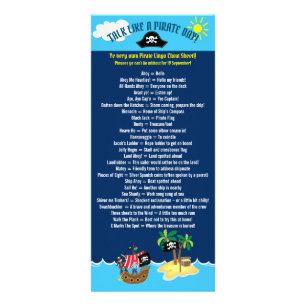 Tarjeta Publicitaria La charla como un día del pirata expresa la hoja