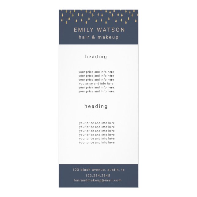 Tarjeta Publicitaria La lluvia de oro disminuye el precio de moda del R (Frente)