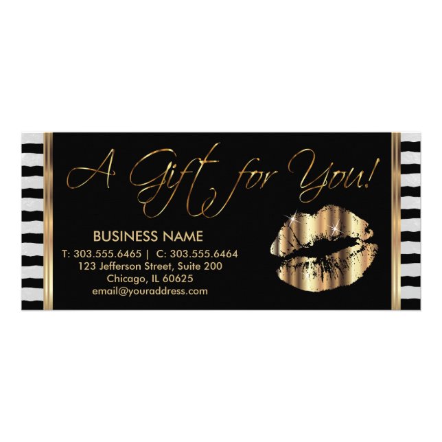 Tarjeta Publicitaria Labios bonitos del vale de un 💋 del oro (Frente)