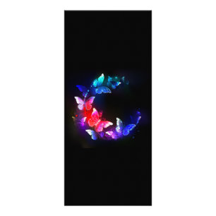 Tarjeta Publicitaria Las mariposas nocturnas brillantes de Neon en el f