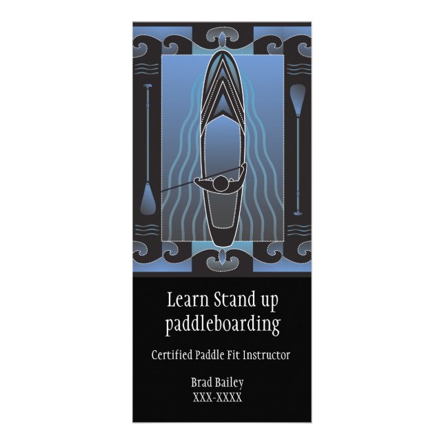 Tarjeta Publicitaria Levántese las lecciones de Paddleboard (Frente)