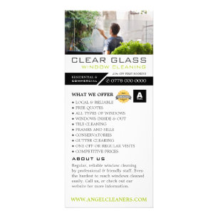 Tarjeta Publicitaria Limpiadores de ventanas, lista de precios de servi