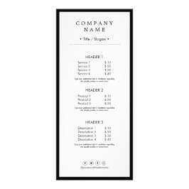 Tarjeta Publicitaria Limpie el lujo social minimalista Black&White de