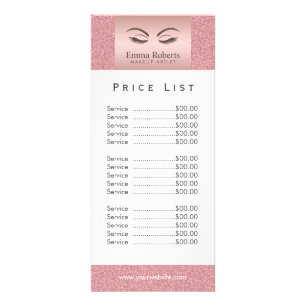 Tarjeta Publicitaria Lista de precios   Artista maquillador Belleza Chi