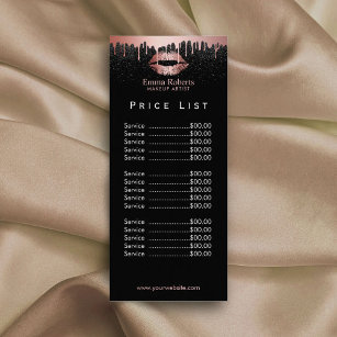 Tarjeta Publicitaria Lista de precios   Artistas de maquillaje Rosa Lit