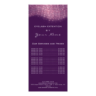 Tarjeta Publicitaria Lista de precios azotes maquillaje peluquero Viole