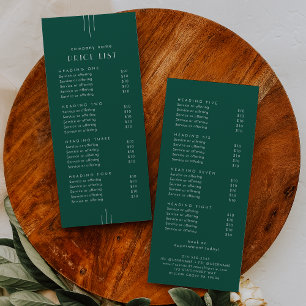 Tarjeta Publicitaria Lista de precios comercial de doble cara EVERLY Em