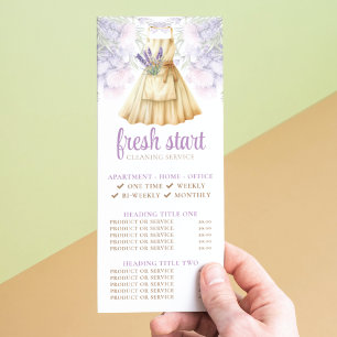 Tarjeta Publicitaria Lista de precios de acuarela del servicio de limpi