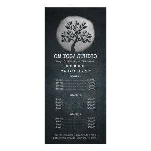 Tarjeta Publicitaria Lista de precios de árbol plateado del instructor