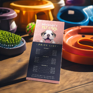 Tarjeta Publicitaria Lista de precios de baño de bajo consumo de carne