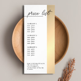 Tarjeta Publicitaria Lista de precios de belleza de línea dorada falsa