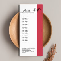 Lista de precios de belleza de línea roja blanca m