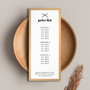Tarjeta Publicitaria Lista de precios de belleza minimalista en blanco