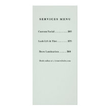 Lista de precios de esteticista verde minimalista
