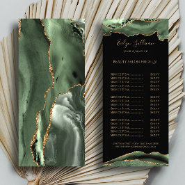 Tarjeta Publicitaria Lista de precios de las agendas de oro y verde sab