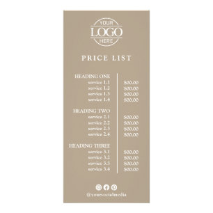 Tarjeta Publicitaria Lista de Precios de Logotipos Empresariales Person