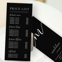 Lista de precios de los servicios de tipografía de