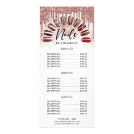 Tarjeta Publicitaria Lista de precios de Nails Modern Rosa Gold