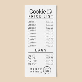 Tarjeta Publicitaria Lista de precios de panadería lista para marca sim