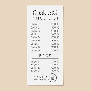 Tarjeta Publicitaria Lista de precios de panadería lista para marca sim