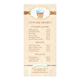 Tarjeta Publicitaria Lista de precios de pastelitos de panadería de mod