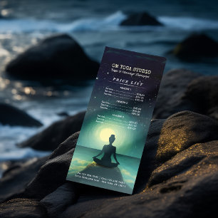 Tarjeta Publicitaria Lista de precios de postura de meditación de yoga