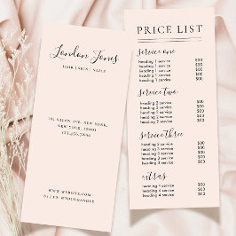 Tarjeta Publicitaria Lista de precios de Rubor de Servicios de tipograf