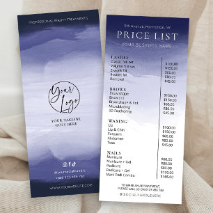 Tarjeta Publicitaria Lista de precios de salón de belleza acuarela mari