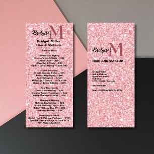 Tarjeta Publicitaria Lista de Precios de salón de belleza Blush Glitter