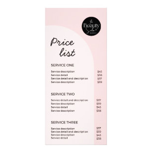 Tarjeta Publicitaria Lista de precios de salón de belleza con logo mode