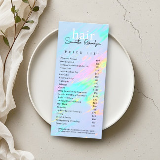 Tarjeta Publicitaria Lista de precios de salón de belleza uñas maquilla