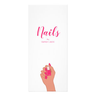 Tarjeta Publicitaria Lista de precios de salón de uñas moderno Pink Fus