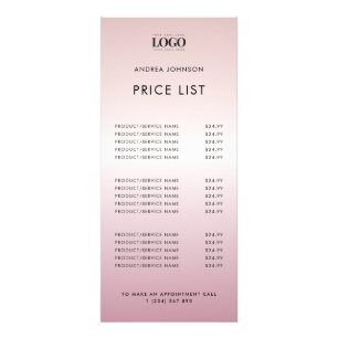 Tarjeta Publicitaria Lista de precios de servicio de logotipo Minimalis