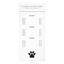 Tarjeta Publicitaria Lista de precios de servicios de peluquería canina
