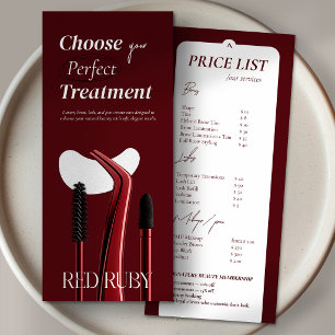 Tarjeta Publicitaria Lista de precios de servicios de salón de belleza 