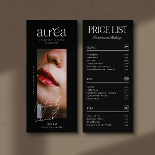 Tarjeta Publicitaria Lista de precios de servicios de salón de cosmétic