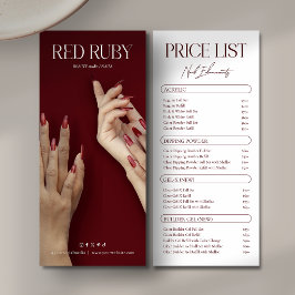 Tarjeta Publicitaria Lista de precios de servicios de salón de uñas cos