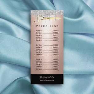 Tarjeta Publicitaria Lista de precios de venta de pelo de Rosa Silver D