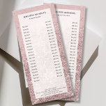 Tarjeta Publicitaria Lista de precios de venta de Purpurina Rosegold mo<br><div class="desc">Moderna,  rosegold,  purpurina,  salón,  carta de precios. Edite su producto en unos minutos añadiendo sus datos. Puede cambiar el tipo de letra/color/posición "personalización adicional".</div>