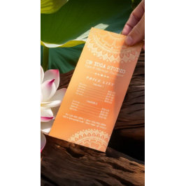 Tarjeta Publicitaria Lista de precios de yoga del instructor de mediaci