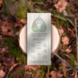 Tarjeta Publicitaria Lista de precios de YOGA Studio Meditación Pose Bo