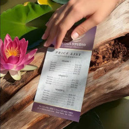 Tarjeta Publicitaria Lista de precios del instructor de reki de Purple